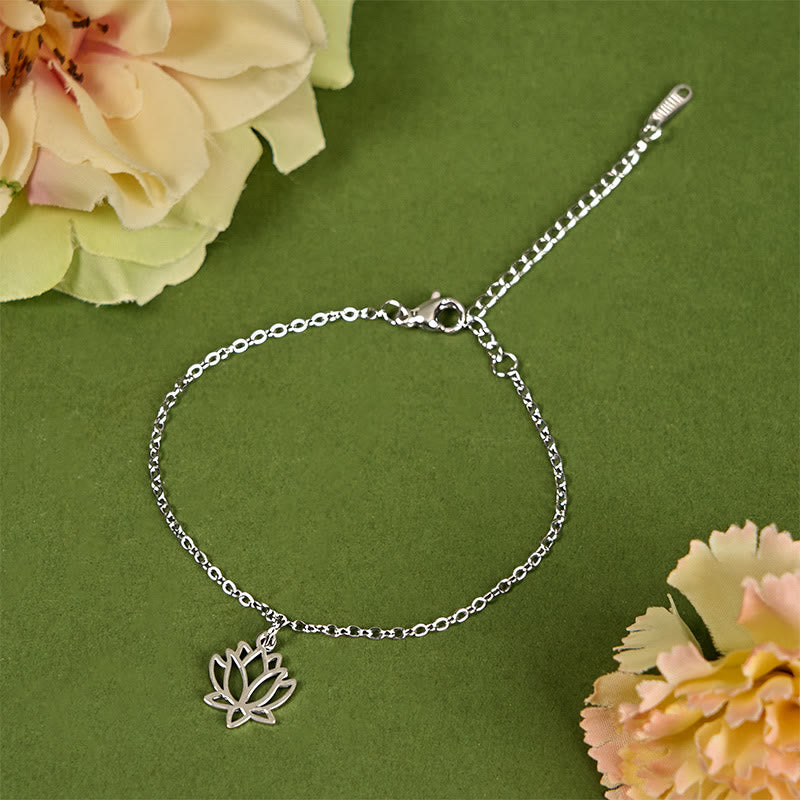 Bransoletka oświecenia z Buddha Stones i wzorem lotosu ze stali tytanowej - image 1