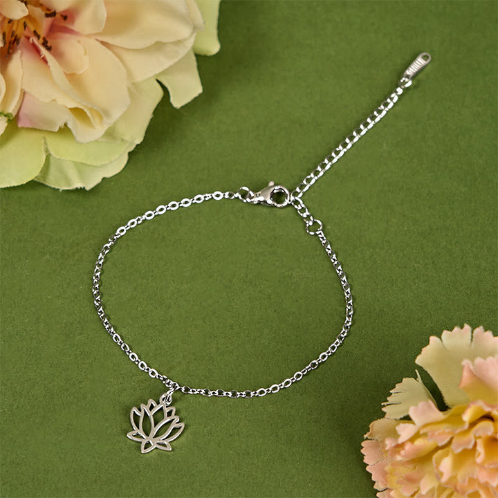 Bransoletka oświecenia z Buddha Stones i wzorem lotosu ze stali tytanowej - image 1