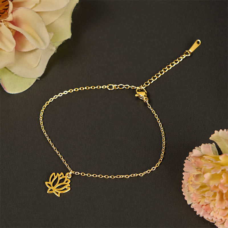 Bransoletka oświecenia z Buddha Stones i wzorem lotosu ze stali tytanowej - Złoty (obwód nadgarstka: 15-20 cm) - image 9