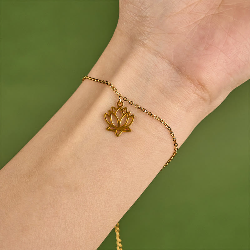 Bransoletka oświecenia z Buddha Stones i wzorem lotosu ze stali tytanowej - image 12