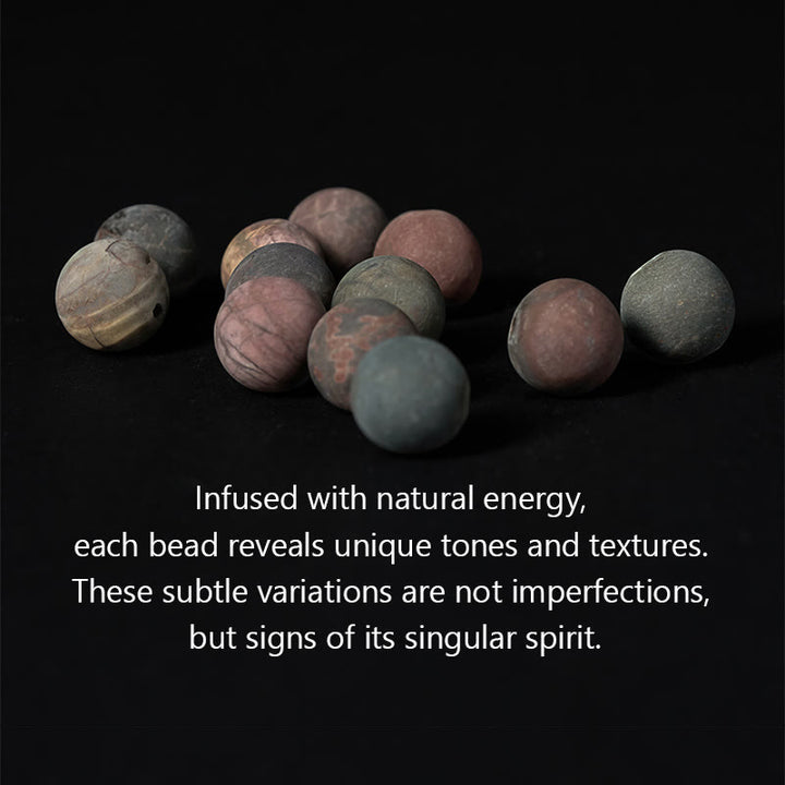 Buddha Stones 108 Mala Beads Picasso Jasper Stone Bransoletka Energetyczna Odwaga - image 6