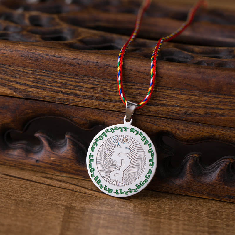 Naszyjnik z kolorowym sznurem i kamieniami Buddha Stones Bodhisattwa Tara ze stali tytanowej - image 1