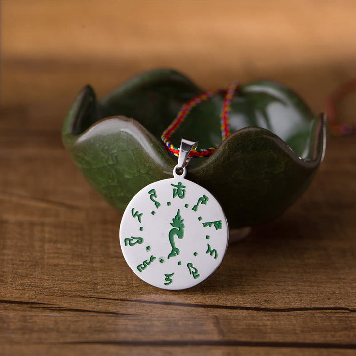 Naszyjnik z kolorowym sznurem i kamieniami Buddha Stones Bodhisattwa Tara ze stali tytanowej - image 2