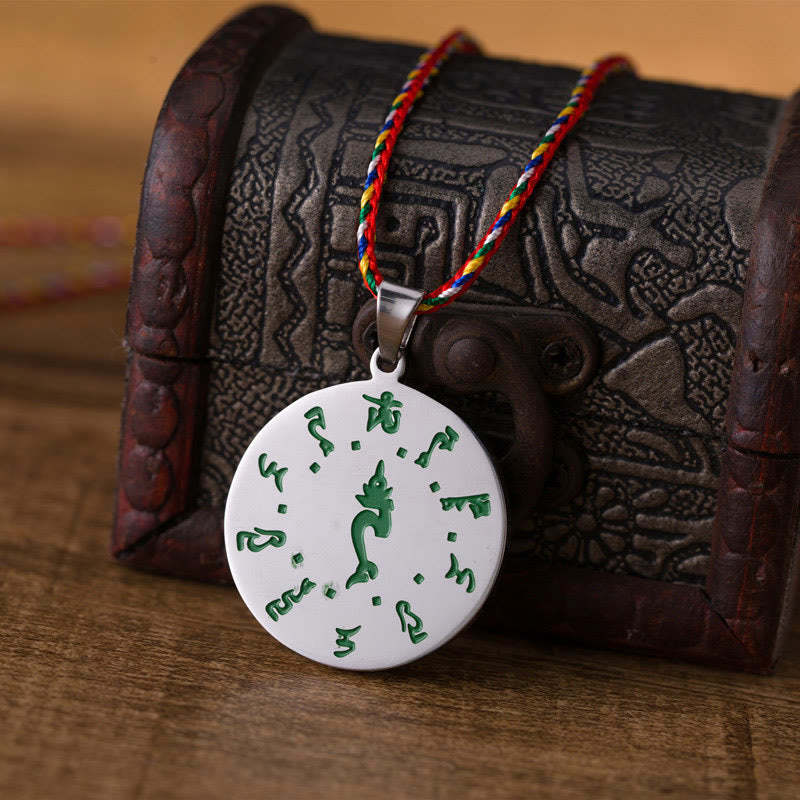 Naszyjnik z kolorowym sznurem i kamieniami Buddha Stones Bodhisattwa Tara ze stali tytanowej - image 3