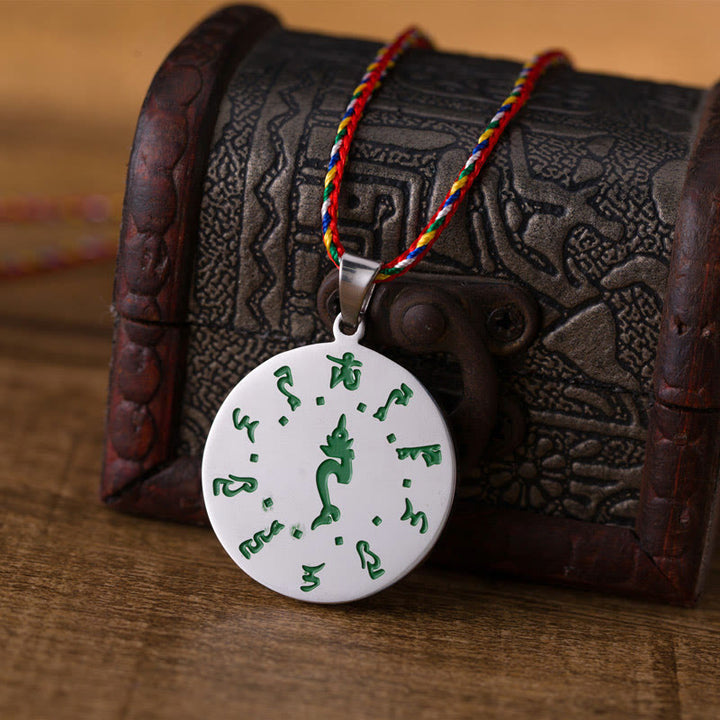 Naszyjnik z kolorowym sznurem i kamieniami Buddha Stones Bodhisattwa Tara ze stali tytanowej - image 3