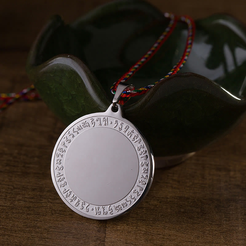 Buddha Stones Niebieski Medycyna Serce Buddy Mantra Tytanowa stal Wiara Kolorowy naszyjnik z liną Wisiorek - image 9