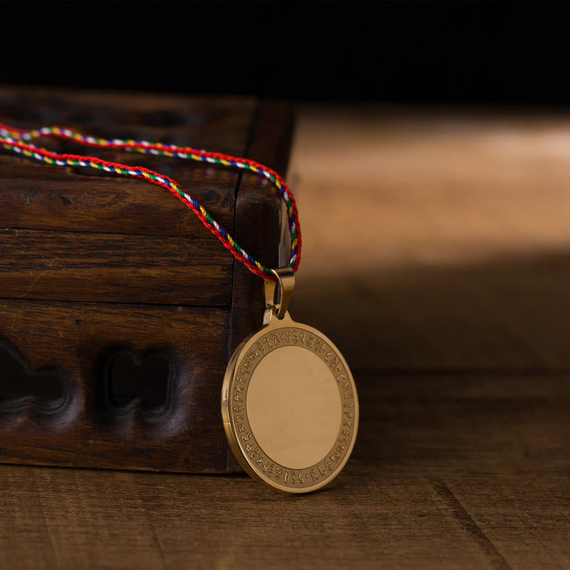 Buddha Stones Niebieski Medycyna Serce Buddy Mantra Tytanowa stal Wiara Kolorowy naszyjnik z liną Wisiorek - image 2