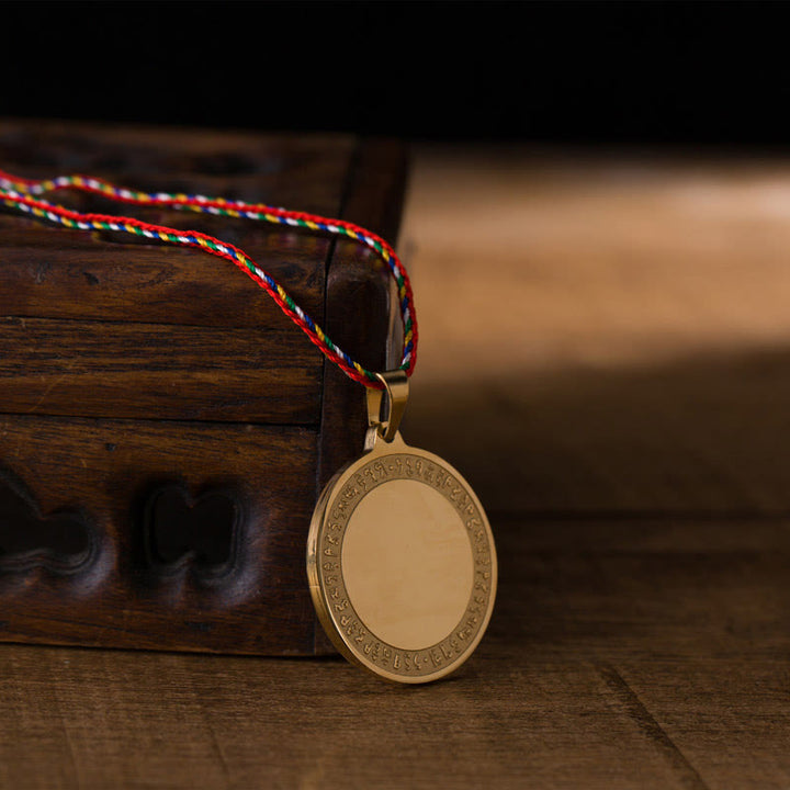 Buddha Stones Niebieski Medycyna Serce Buddy Mantra Tytanowa stal Wiara Kolorowy naszyjnik z liną Wisiorek - image 2