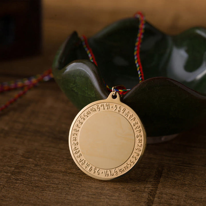 Buddha Stones Niebieski Medycyna Serce Buddy Mantra Tytanowa stal Wiara Kolorowy naszyjnik z liną Wisiorek - image 3