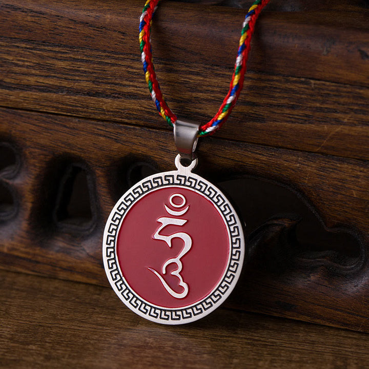 Naszyjnik z kolorowym sznurem i kamieniami Buddha Stones Om Hum w sanskrycie, wykonany ze stali tytanowej - image 8