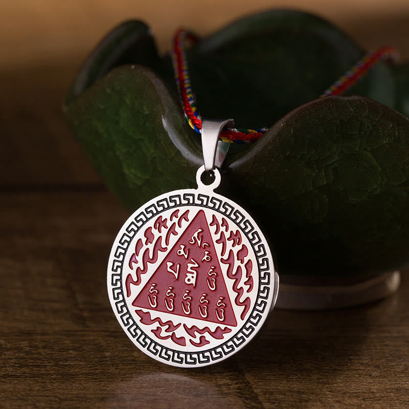 Naszyjnik z kolorowym sznurem i kamieniami Buddha Stones Om Hum w sanskrycie, wykonany ze stali tytanowej - image 10