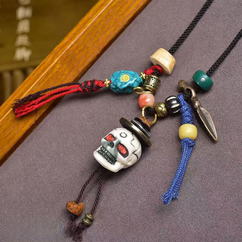 Buddha Stones Tybetańska Czaszka Władca Lasu Zwłok Nowy Początek Naszyjnik z Liną Wisiorek - image 1