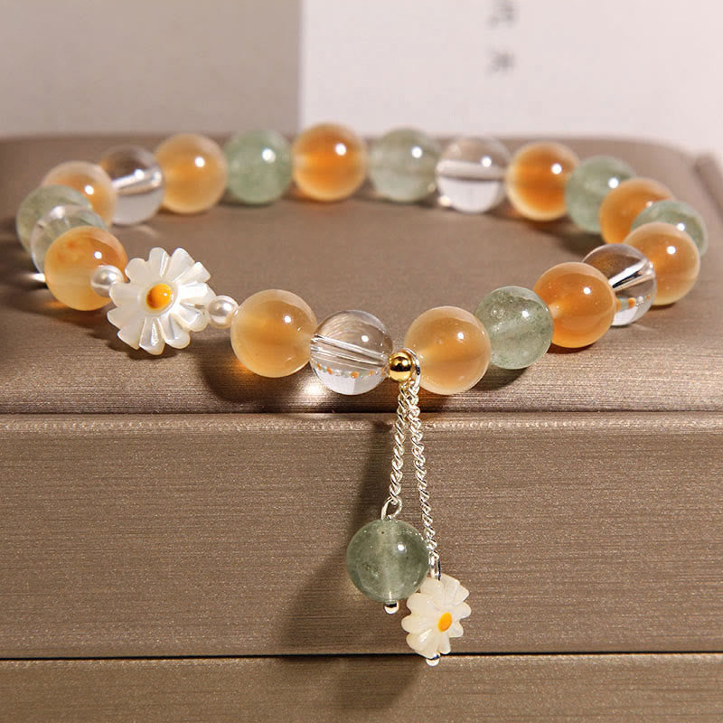 Bransoletka lecznicza z naturalnego agatu i truskawkowego kwarcu z Buddha Stones w kolorze zielonym - image 2