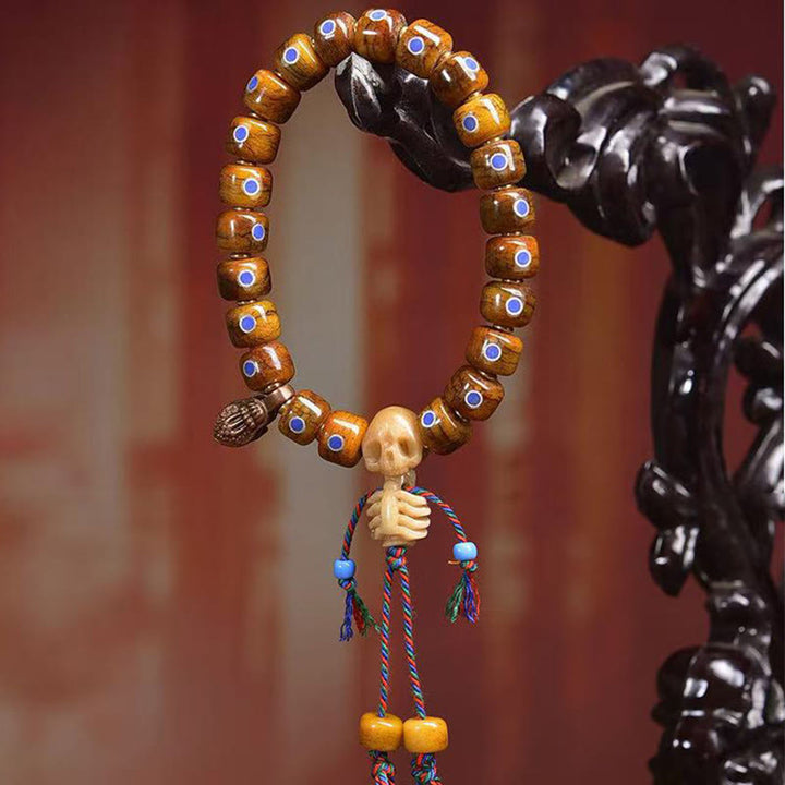 Tybetańskie koraliki z Buddha Stones z kością i bransoletką "Władca lasu trupów" chroniącą przed złymi duchami - image 7