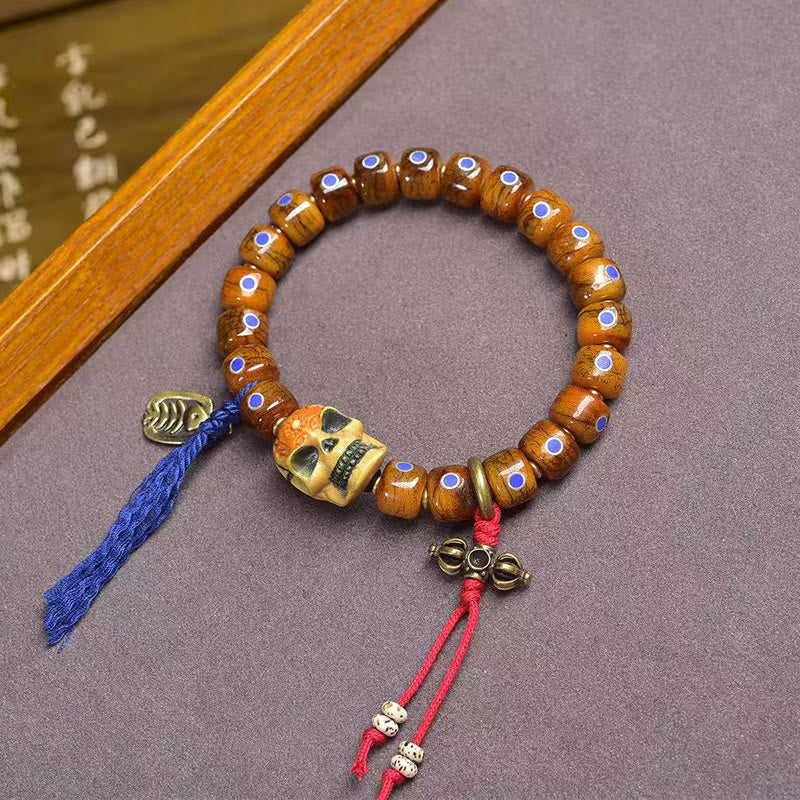 Tybetańskie koraliki z Buddha Stones z kością i bransoletką "Władca lasu trupów" chroniącą przed złymi duchami - image 1