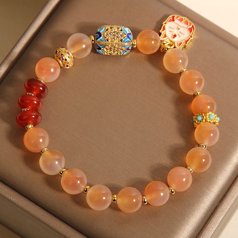 Bransoletka lecznicza z Buddha Stones, naturalnego, dziewięcioogoniastego lisa, pomarańczowego agatu cukrowego - image 5