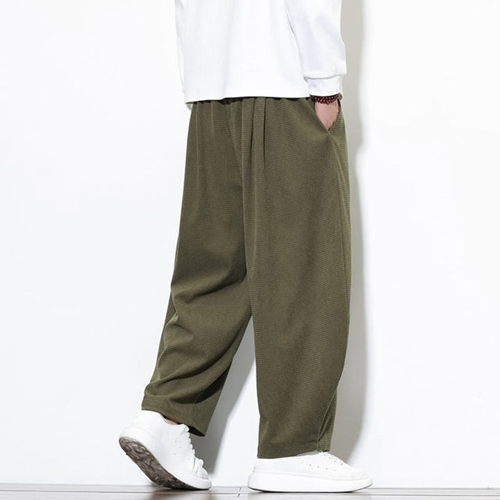 Męskie spodnie haremowe z czystej bawełny Buddha Stones, gładkie, do kostek, z kieszeniami - image 7