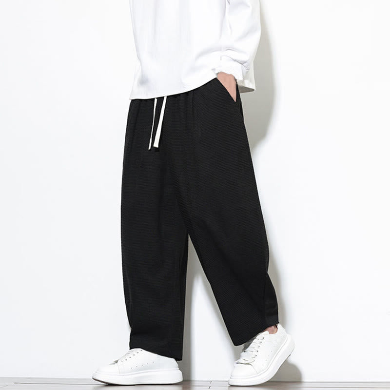 Męskie spodnie haremowe z czystej bawełny Buddha Stones, gładkie, do kostek, z kieszeniami - Czarny - US/UK/AU46, EU56 (5XL) - image 16