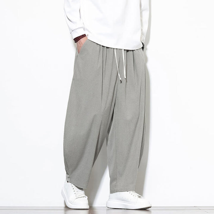 Męskie spodnie haremowe z czystej bawełny Buddha Stones, gładkie, do kostek, z kieszeniami - image 10