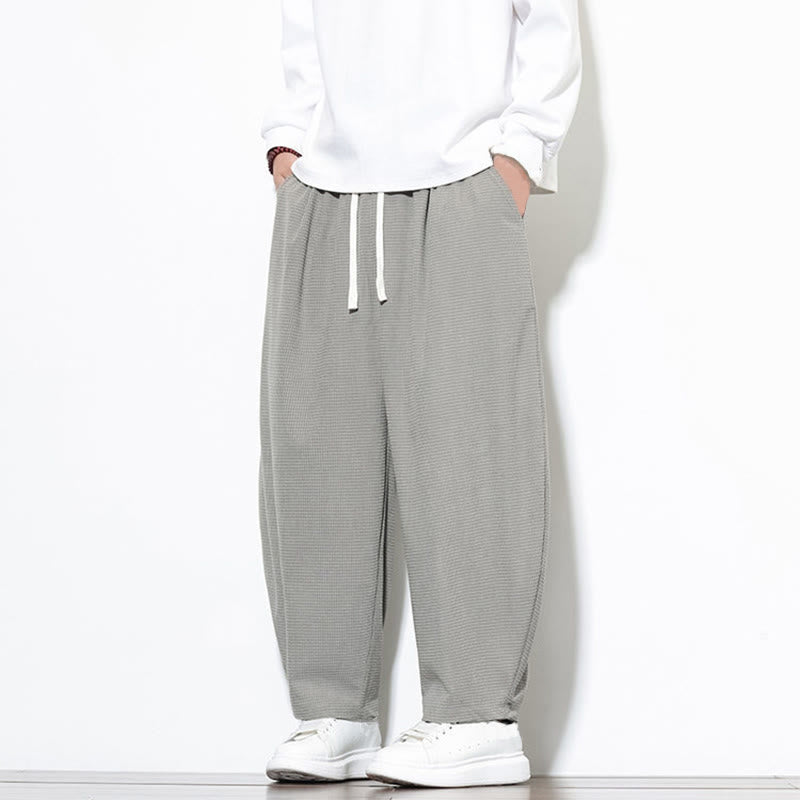 Męskie spodnie haremowe z czystej bawełny Buddha Stones, gładkie, do kostek, z kieszeniami - image 9