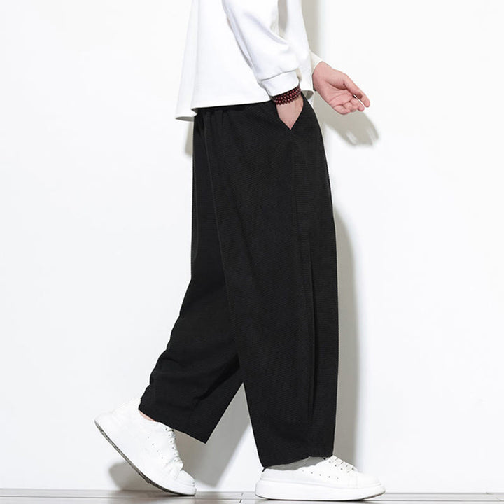 Męskie spodnie haremowe z czystej bawełny Buddha Stones, gładkie, do kostek, z kieszeniami - image 24