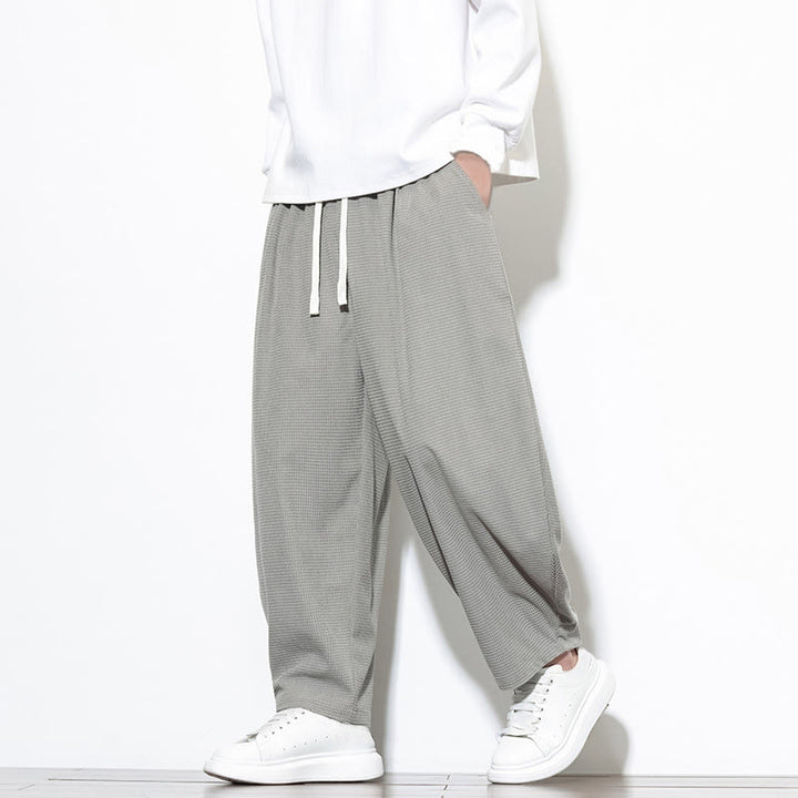 Męskie spodnie haremowe z czystej bawełny Buddha Stones, gładkie, do kostek, z kieszeniami - Jasnoszary - US/UK/AU46, EU56 (5XL) - image 8