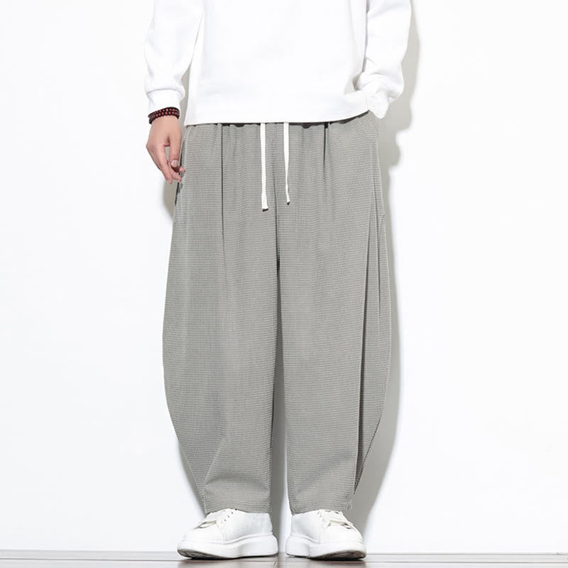 Męskie spodnie haremowe z czystej bawełny Buddha Stones, gładkie, do kostek, z kieszeniami - image 14