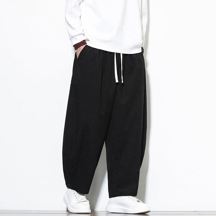 Męskie spodnie haremowe z czystej bawełny Buddha Stones, gładkie, do kostek, z kieszeniami - image 20