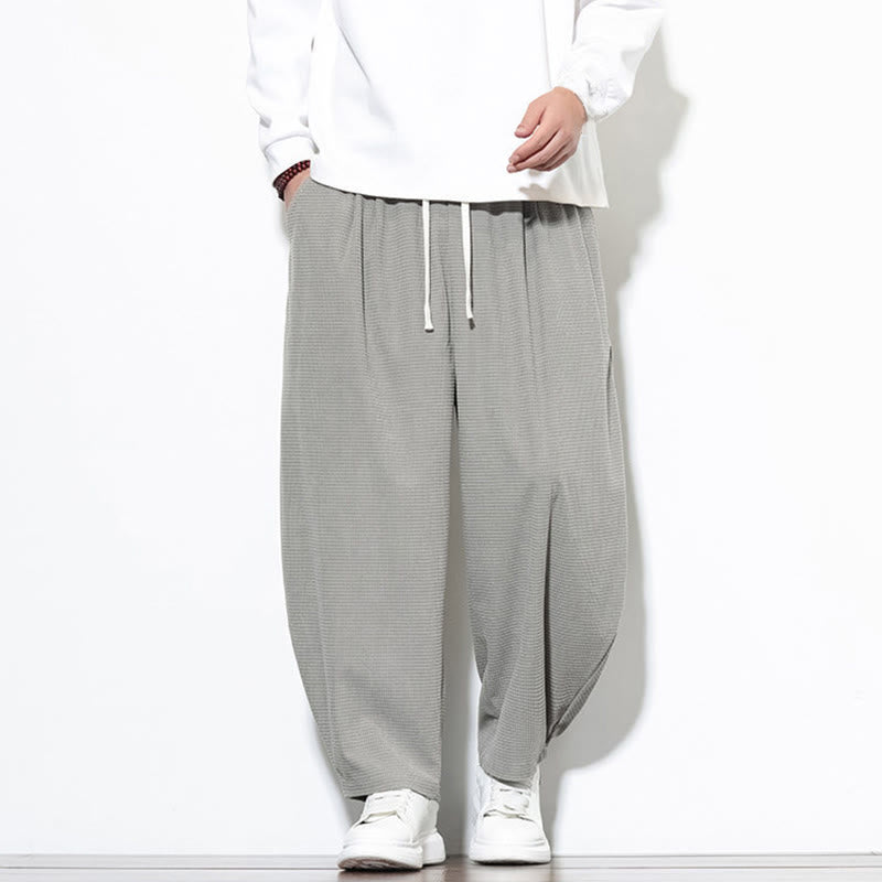 Męskie spodnie haremowe z czystej bawełny Buddha Stones, gładkie, do kostek, z kieszeniami - image 15