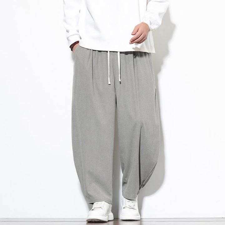 Męskie spodnie haremowe z czystej bawełny Buddha Stones, gładkie, do kostek, z kieszeniami - image 15