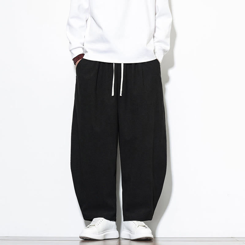 Męskie spodnie haremowe z czystej bawełny Buddha Stones, gładkie, do kostek, z kieszeniami - image 19