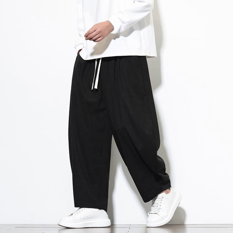 Męskie spodnie haremowe z czystej bawełny Buddha Stones, gładkie, do kostek, z kieszeniami - image 21