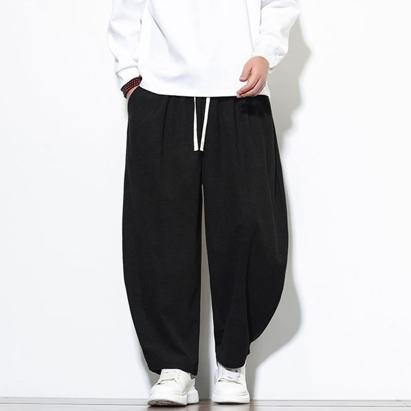 Męskie spodnie haremowe z czystej bawełny Buddha Stones, gładkie, do kostek, z kieszeniami - image 17