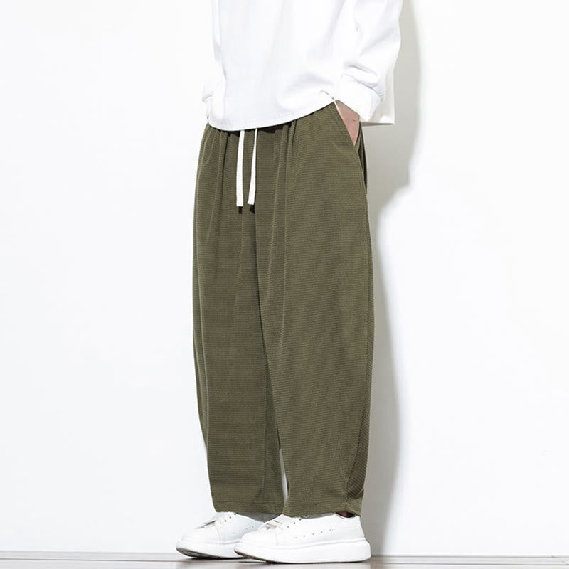 Męskie spodnie haremowe z czystej bawełny Buddha Stones, gładkie, do kostek, z kieszeniami - image 3