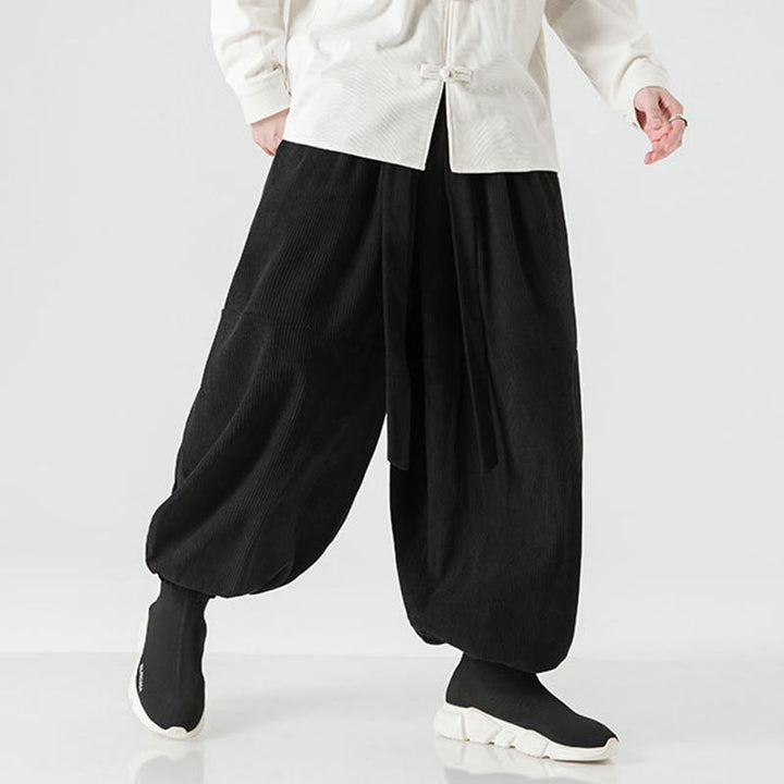Męskie spodnie haremowe z czystej bawełny sztruksowej z kieszeniami, zimowe, w jednolitym kolorze, z Buddha Stones - image 11