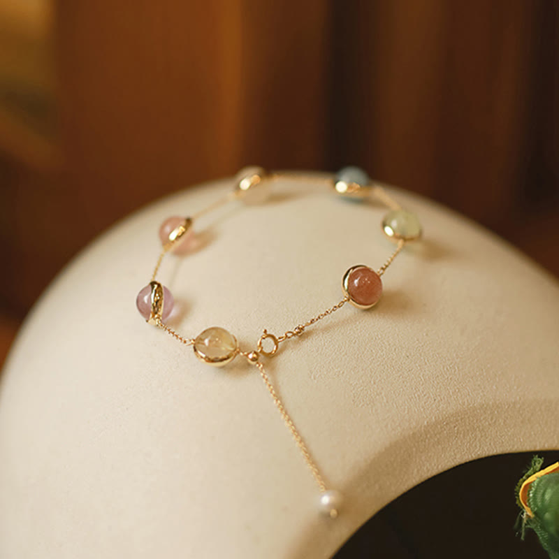 Bransoletka z Buddha Stones , kolorowy kryształ ametystu i truskawki z kwarcem - image 11