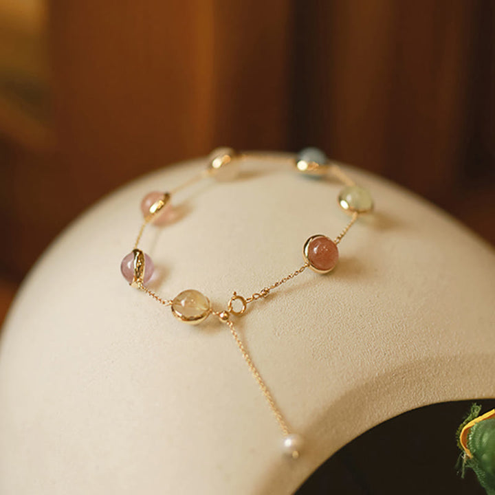 Bransoletka z Buddha Stones , kolorowy kryształ ametystu i truskawki z kwarcem - image 11