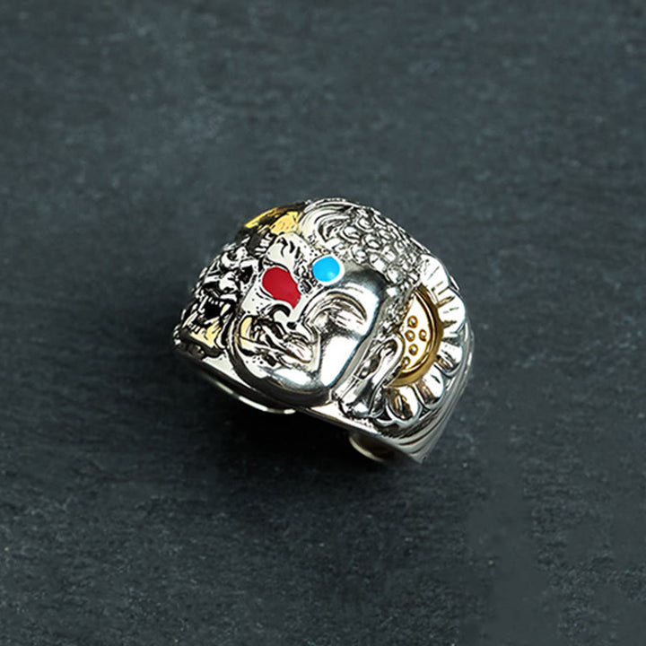 Buddha Stones, pół demon, pół lotos Buddy, miedziany pierścień z regulacją spokoju - image 3