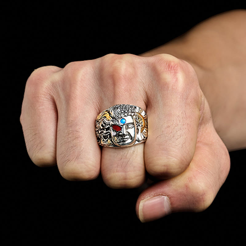 Buddha Stones, pół demon, pół lotos Buddy, miedziany pierścień z regulacją spokoju - image 2