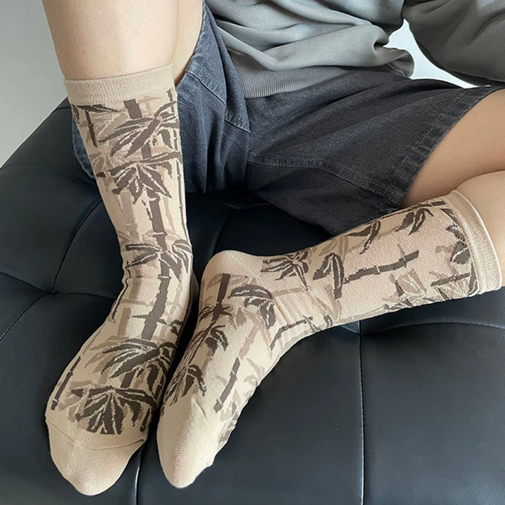 Skarpetki bawełniane damskie Micro Crew z motywem chińskiej kaligrafii i kwiatowym wzorem Buddha Stones - image 10