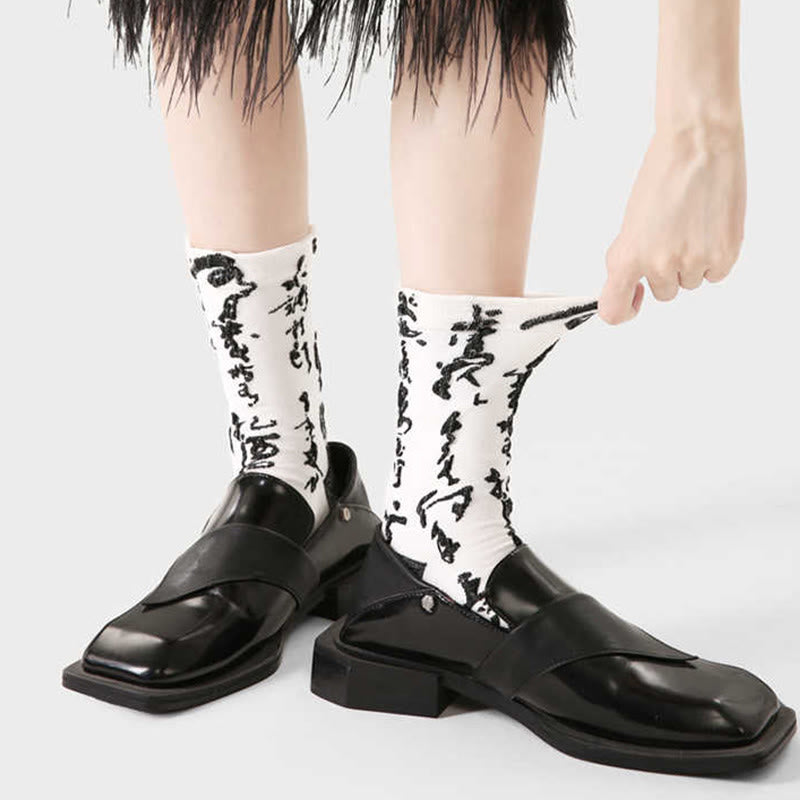 Skarpetki bawełniane damskie Micro Crew z Buddha Stones w chińskiej kaligrafii, dopasowane kolorystycznie - image 7