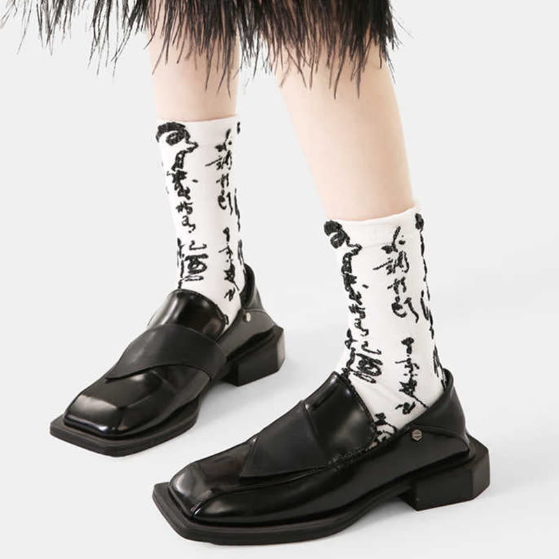 Skarpetki bawełniane damskie Micro Crew z Buddha Stones w chińskiej kaligrafii, dopasowane kolorystycznie - image 5