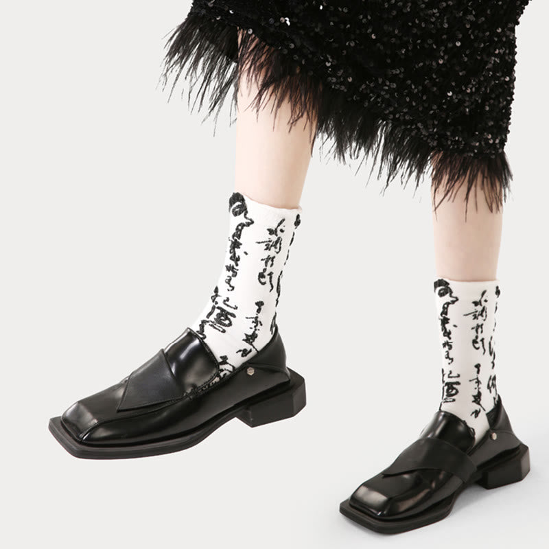 Skarpetki bawełniane damskie Micro Crew z Buddha Stones w chińskiej kaligrafii, dopasowane kolorystycznie - image 6