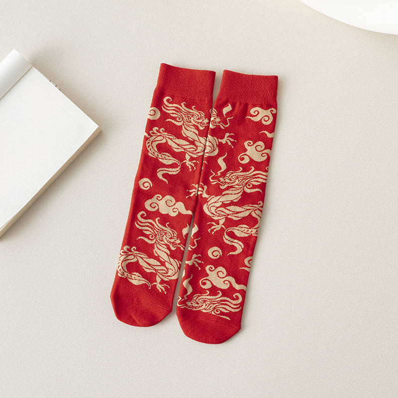 Buddha Stones Casualowe skarpetki bawełniane Red Dragon Quarter dla mężczyzn i kobiet unisex - Smok - Jeden rozmiar pasuje do większości (USA 3,5–10,5, EU 36–44, UK/AU 3,5–10,5, Azja 23–28 cm) - image 5
