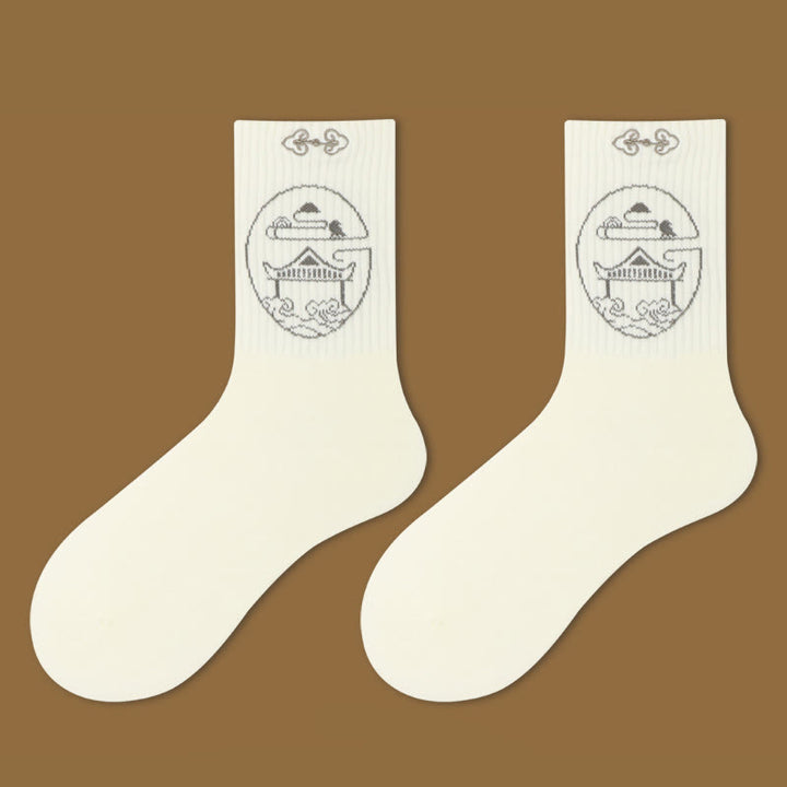 Skarpetki damskie z Buddha Stones, swobodnym pawilonem lotosu i jeleniem, z motywem spokoju i zapięciem Micro Crew - Pawilon - SM (USA 5,5–10, EU 36–41, UK/AU 3,5–7,5, AISA 22,5–25,5 cm) - image 2