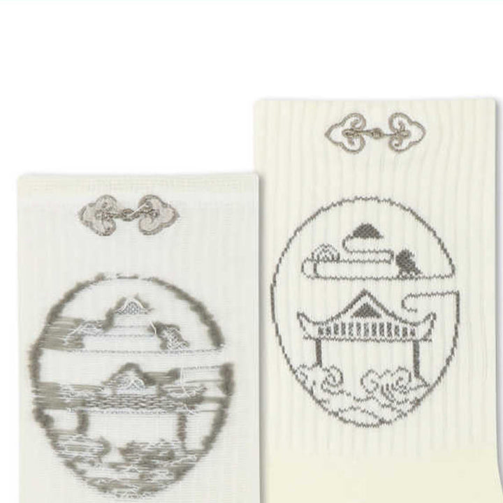 Skarpetki damskie z Buddha Stones, swobodnym pawilonem lotosu i jeleniem, z motywem spokoju i zapięciem Micro Crew - image 3