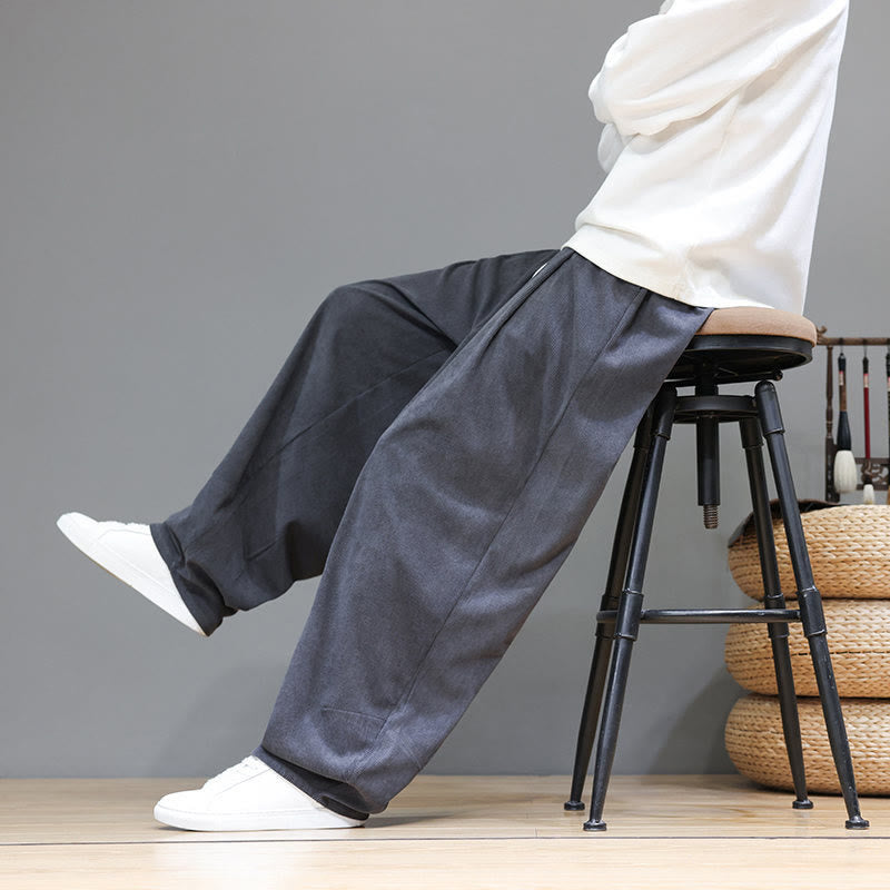 Męskie spodnie haremowe z kieszeniami, z gładkiej bawełny i sztruksu z motywem Buddha Stones - image 20