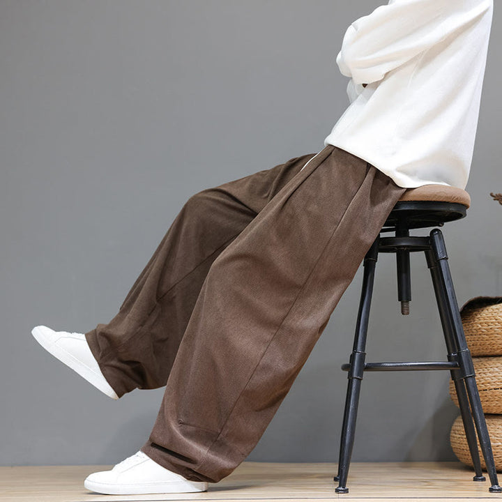 Męskie spodnie haremowe z kieszeniami, z gładkiej bawełny i sztruksu z motywem Buddha Stones - image 9