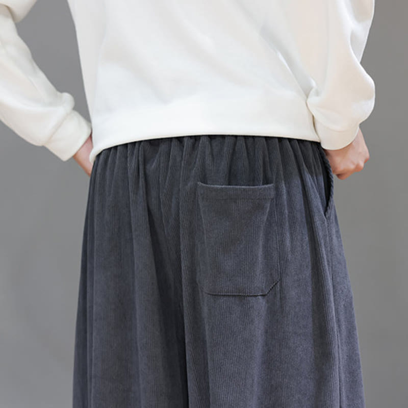 Męskie spodnie haremowe z kieszeniami, z gładkiej bawełny i sztruksu z motywem Buddha Stones - image 22