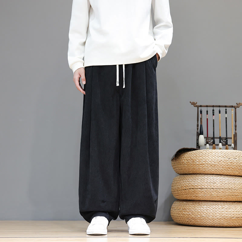 Męskie spodnie haremowe z kieszeniami, z gładkiej bawełny i sztruksu z motywem Buddha Stones - Czarny - US/UK/AU46, EU56 (5XL) - image 23